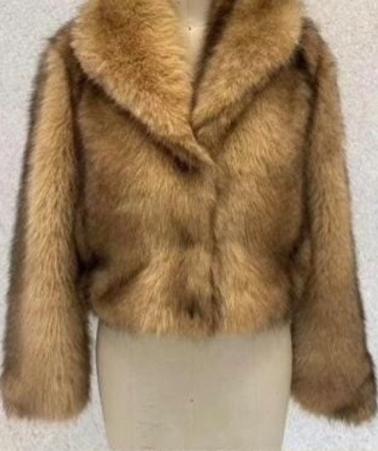 Campera corta de piel sintética Camel