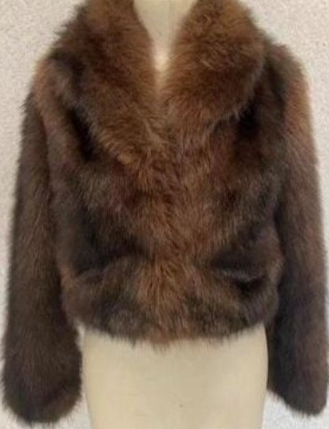 Campera corta de piel sintética Marrón