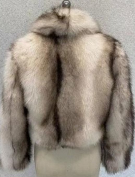 Campera corta de piel sintética Blanco y gris