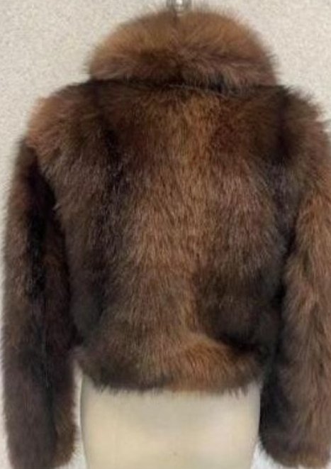 Campera corta de piel sintética Marrón