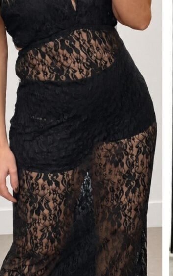 Vestido largo de encaje Negro